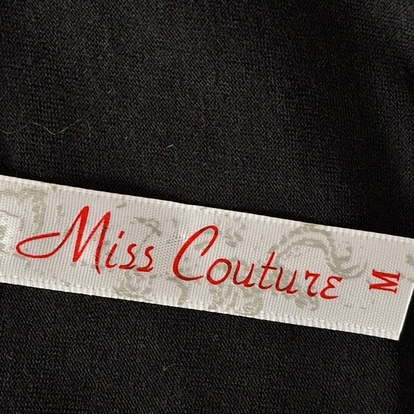 Miss Couture Black Whimsigoth Fairy Bead & Flower Embellished Sheer Hem Dress M - Picture 10 of 13